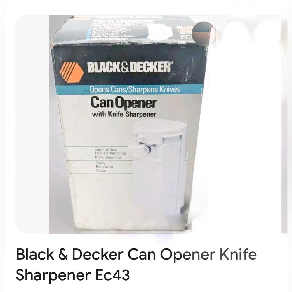 Black & Decker White Can Opener with Knife Sharpener